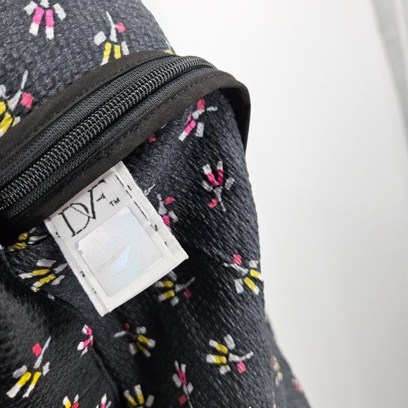 Diane Von Furstenberg Dress Black Lizbeth Silk Floral V-Neck Long Sleeve Size 4 - Picture 4 of 8